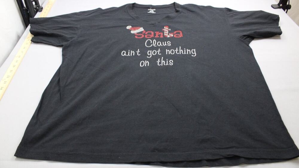Magic Santa Claus Ain't Got Nothing On This Rhinestone V-Neck T-Shirt Women 2XL